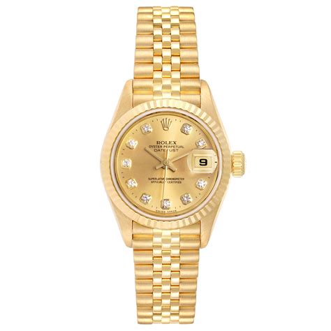 Rolex Datejust 31 President Yellow Gold White Pearl Diamonds 